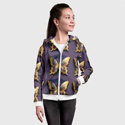 Толстовка на молнии детская Золотая бабочка паттерн, цвет: 3D-белый — фото 2