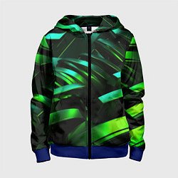 Толстовка на молнии детская Dark green abstract, цвет: 3D-синий