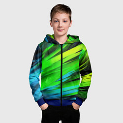 Толстовка на молнии детская Green abstract, цвет: 3D-синий — фото 2