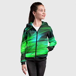 Толстовка на молнии детская Green light background, цвет: 3D-черный — фото 2