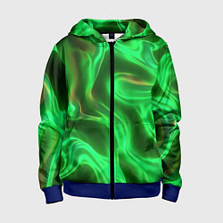 Толстовка на молнии детская Зеленая абстракция хром, цвет: 3D-синий