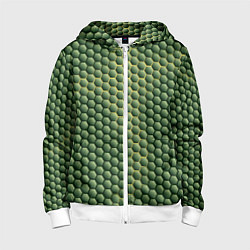 Толстовка на молнии детская Зеленая чешуя, цвет: 3D-белый