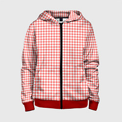 Толстовка на молнии детская Шахматка бледно-красный, цвет: 3D-красный