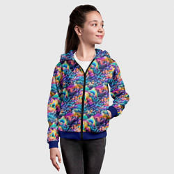 Толстовка на молнии детская Разноцветные причудливые волны, цвет: 3D-синий — фото 2