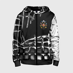 Толстовка на молнии детская Россия герб РФ, цвет: 3D-черный