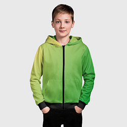 Толстовка на молнии детская Градиент - зеленый лайм, цвет: 3D-черный — фото 2