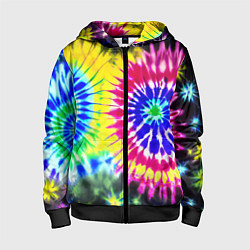 Толстовка на молнии детская Colorful floral composition - tie-dye, цвет: 3D-черный