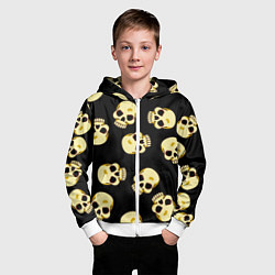 Толстовка на молнии детская Черепки для хэллоуина, цвет: 3D-белый — фото 2