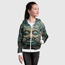 Толстовка на молнии детская Орнамент в стиле индейцев майя, цвет: 3D-белый — фото 2