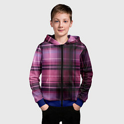 Толстовка на молнии детская Фиолетовая шотландская клетка, цвет: 3D-синий — фото 2