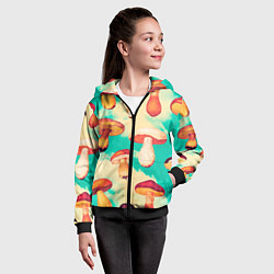 Толстовка на молнии детская Грибы в небе паттерн, цвет: 3D-черный — фото 2