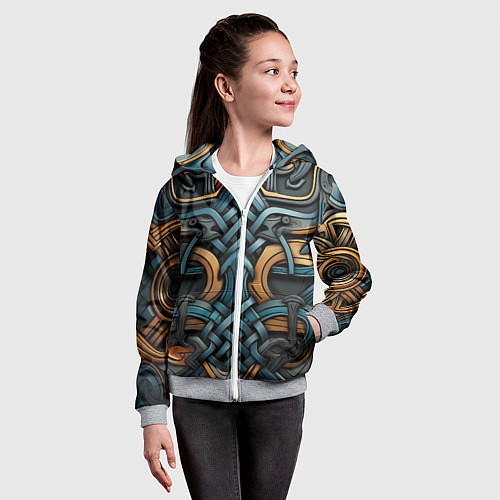 Детская толстовка на молнии Асимметричный узор в скандинавском стиле / 3D-Меланж – фото 4