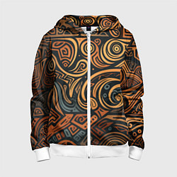 Толстовка на молнии детская Узор в викингском стиле, цвет: 3D-белый