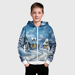 Толстовка на молнии детская Новогоднее настроение, цвет: 3D-белый — фото 2