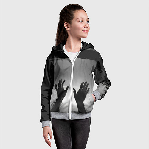 Детская толстовка на молнии Руки зомби в ночном тумане / 3D-Меланж – фото 4