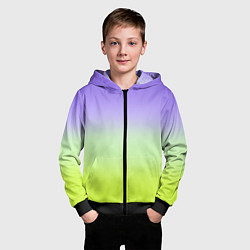 Толстовка на молнии детская Фиолетовый мятный и желто-зеленый градиент, цвет: 3D-черный — фото 2