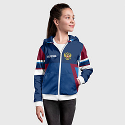 Толстовка на молнии детская Спортивная Россия, цвет: 3D-белый — фото 2