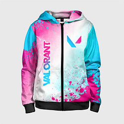 Толстовка на молнии детская Valorant neon gradient style вертикально, цвет: 3D-черный