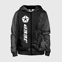 Детская толстовка на молнии Jeep speed на темном фоне со следами шин по-вертик