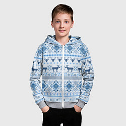 Толстовка на молнии детская Blue sweater with reindeer, цвет: 3D-меланж — фото 2