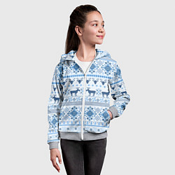 Толстовка на молнии детская Blue sweater with reindeer, цвет: 3D-меланж — фото 2