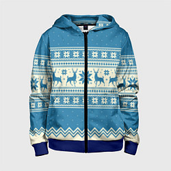 Детская толстовка на молнии Sweater with deer on a blue background