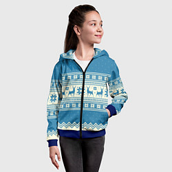 Толстовка на молнии детская Sweater with deer on a blue background, цвет: 3D-синий — фото 2