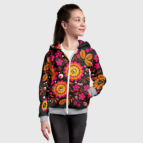 Детская толстовка на молнии Хохлома параноидальная / 3D-Меланж – фото 4