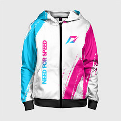 Толстовка на молнии детская Need for Speed neon gradient style вертикально, цвет: 3D-черный