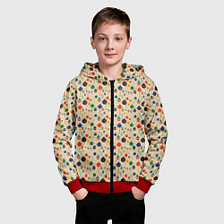 Толстовка на молнии детская Разноцветные ёлочные игрушки, цвет: 3D-красный — фото 2