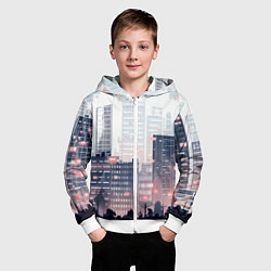 Толстовка на молнии детская Безмятежный город, цвет: 3D-белый — фото 2
