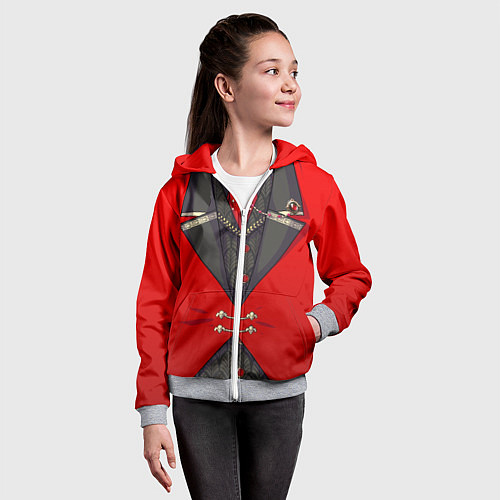 Детская толстовка на молнии Алый фрак / 3D-Меланж – фото 4