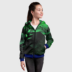 Толстовка на молнии детская Видение зеленого в абстракции, цвет: 3D-синий — фото 2
