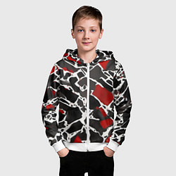 Толстовка на молнии детская Кляксы чёрные и красные, цвет: 3D-белый — фото 2
