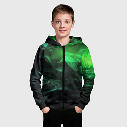 Толстовка на молнии детская Глубина зеленого абстракции, цвет: 3D-черный — фото 2