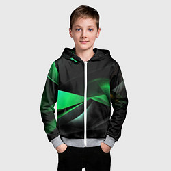 Толстовка на молнии детская Трехмерность зеленой фигуры, цвет: 3D-меланж — фото 2