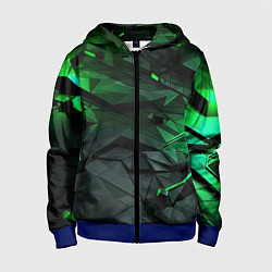 Толстовка на молнии детская Мир абстрактной зелени, цвет: 3D-синий