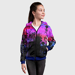 Толстовка на молнии детская Розово синий сочный гранж, цвет: 3D-синий — фото 2