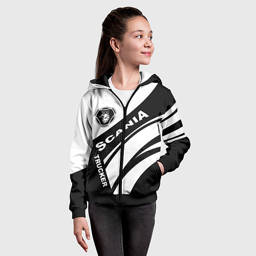 Детская толстовка на молнии Scania дальнобойщик / 3D-Черный – фото 4