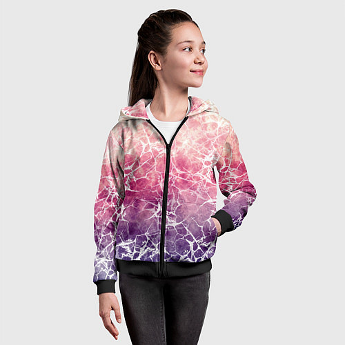 Детская толстовка на молнии Абстракция - паутинка на сине-красном фоне / 3D-Черный – фото 4