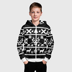 Толстовка на молнии детская Новогодняя ёлка олень и дракон, цвет: 3D-белый — фото 2