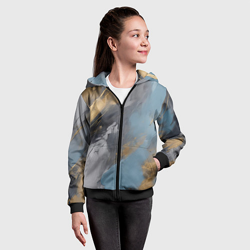 Детская толстовка на молнии Мазки краски - нейросеть / 3D-Черный – фото 4