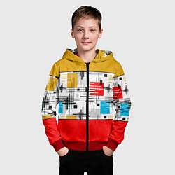Толстовка на молнии детская Узор красного горчичного цвета, цвет: 3D-красный — фото 2