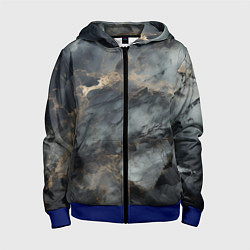Толстовка на молнии детская Темно-серый мрамор, цвет: 3D-синий