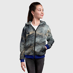 Толстовка на молнии детская Темно-серый мрамор, цвет: 3D-синий — фото 2