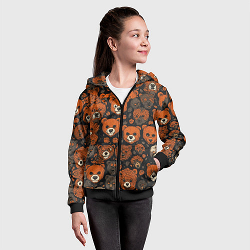Детская толстовка на молнии Мишки сердитые / 3D-Черный – фото 4