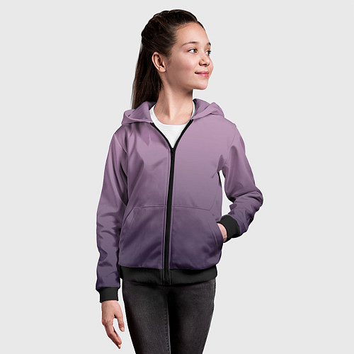 Детская толстовка на молнии Градиент приглушенный фиолетовый / 3D-Черный – фото 4