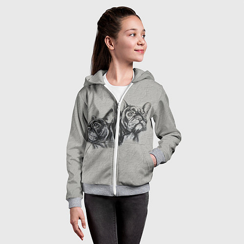 Детская толстовка на молнии Французские бульдоги пара / 3D-Меланж – фото 4