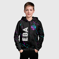 Толстовка на молнии детская Ева и неоновый герб России вертикально, цвет: 3D-черный — фото 2