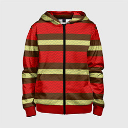 Толстовка на молнии детская Плетёная текстура змеиной расцветки, цвет: 3D-красный